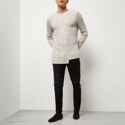 Cream spliced cable knit jumper